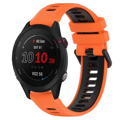 For Garmin Forerunner 255S Music 18mm Sports Two-Color Silicone Watch Band(Orange+Black) - Smart Wear by PMC Jewellery | Online Shopping South Africa | PMC Jewellery