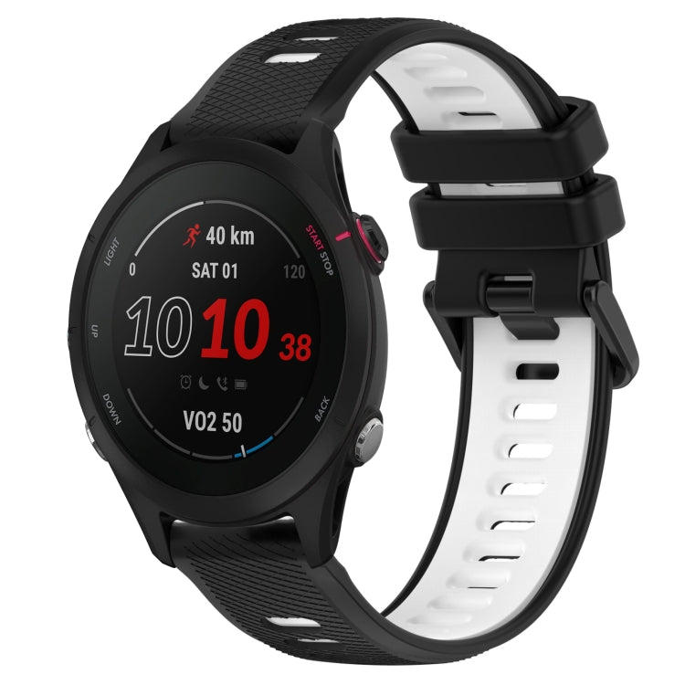 For Garmin Forerunner 255S Music 18mm Sports Two-Color Silicone Watch Band(Black+White) - Smart Wear by PMC Jewellery | Online Shopping South Africa | PMC Jewellery