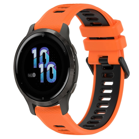 For Garmin Venu 2S 18mm Sports Two-Color Silicone Watch Band(Orange+Black) - Smart Wear by PMC Jewellery | Online Shopping South Africa | PMC Jewellery