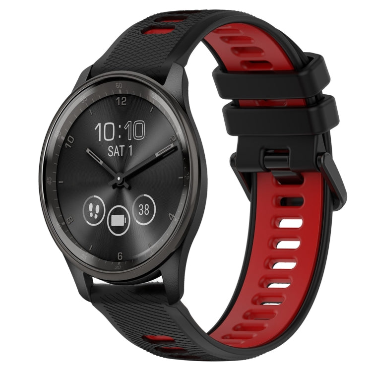 For Garmin Vivomove Trend 20mm Sports Two-Color Silicone Watch Band(Black+Red) - Smart Wear by PMC Jewellery | Online Shopping South Africa | PMC Jewellery