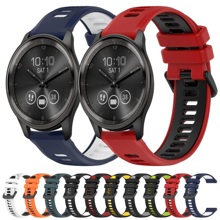 For Garmin Forerunner 245 Music 20mm Sports Two-Color Silicone Watch Band(Red+Black) - Smart Wear by PMC Jewellery | Online Shopping South Africa | PMC Jewellery