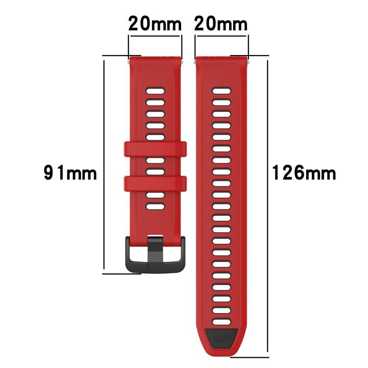 For Garmin Forerunner Sq2 20mm Sports Two-Color Silicone Watch Band(Red+Black) -  by PMC Jewellery | Online Shopping South Africa | PMC Jewellery