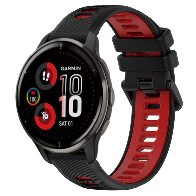 For Garmin Venu 2 Plus 20mm Sports Two-Color Silicone Watch Band(Black+Red) - Smart Wear by PMC Jewellery | Online Shopping South Africa | PMC Jewellery