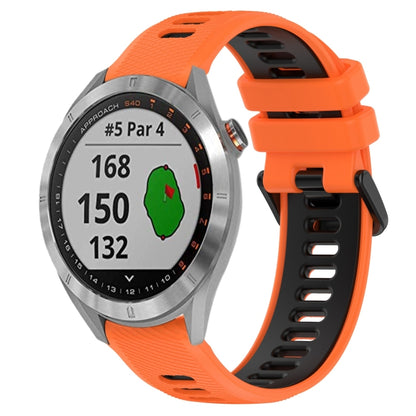 For Garmin Approach S40 20mm Sports Two-Color Silicone Watch Band(Orange+Black) -  by PMC Jewellery | Online Shopping South Africa | PMC Jewellery