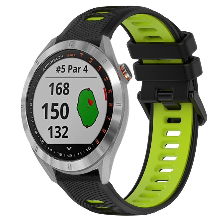 For Garmin Approach S40 20mm Sports Two-Color Silicone Watch Band(Black+Green) - Smart Wear by PMC Jewellery | Online Shopping South Africa | PMC Jewellery