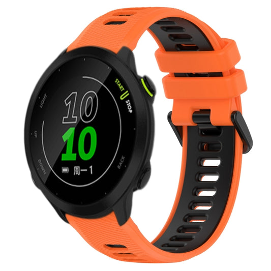 For Garmin Forerunner 158 20mm Sports Two-Color Silicone Watch Band(Orange+Black) - Smart Wear by PMC Jewellery | Online Shopping South Africa | PMC Jewellery