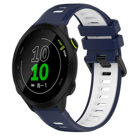 For Garmin Forerunner 158 20mm Sports Two-Color Silicone Watch Band(Midnight Blue+White) - Smart Wear by PMC Jewellery | Online Shopping South Africa | PMC Jewellery