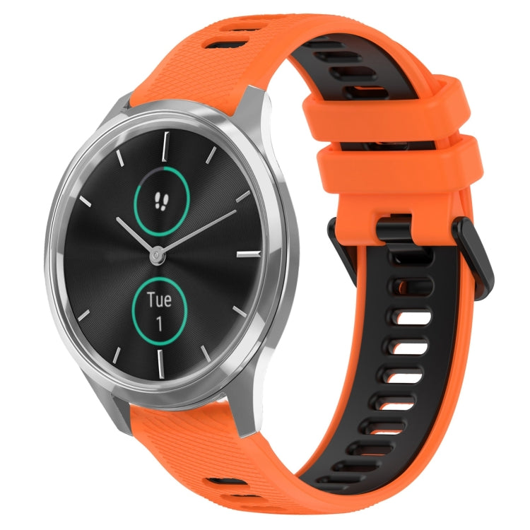 For Garmin VivoMove Luxe 20mm Sports Two-Color Silicone Watch Band(Orange+Black) -  by PMC Jewellery | Online Shopping South Africa | PMC Jewellery