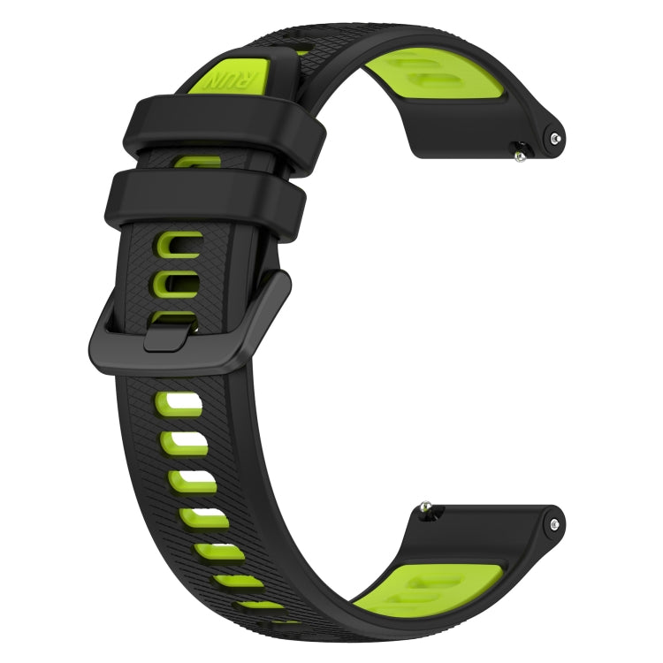 For Garmin Forerunner 245 20mm Sports Two-Color Silicone Watch Band(Black+Green) - Smart Wear by PMC Jewellery | Online Shopping South Africa | PMC Jewellery