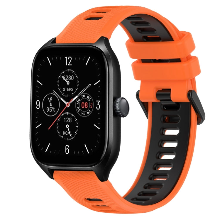 For Amazfit GTS 4 20mm Sports Two-Color Silicone Watch Band(Orange+Black) -  by PMC Jewellery | Online Shopping South Africa | PMC Jewellery