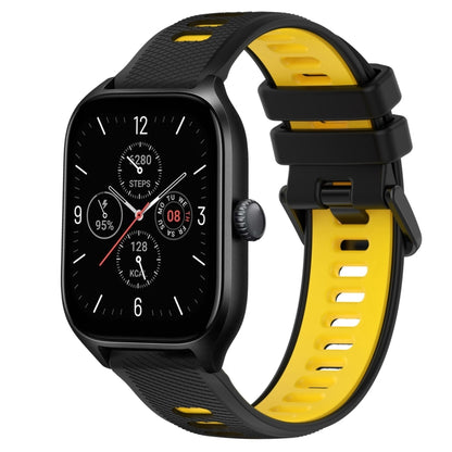 For Amazfit GTS 4 20mm Sports Two-Color Silicone Watch Band(Black+Yellow) -  by PMC Jewellery | Online Shopping South Africa | PMC Jewellery