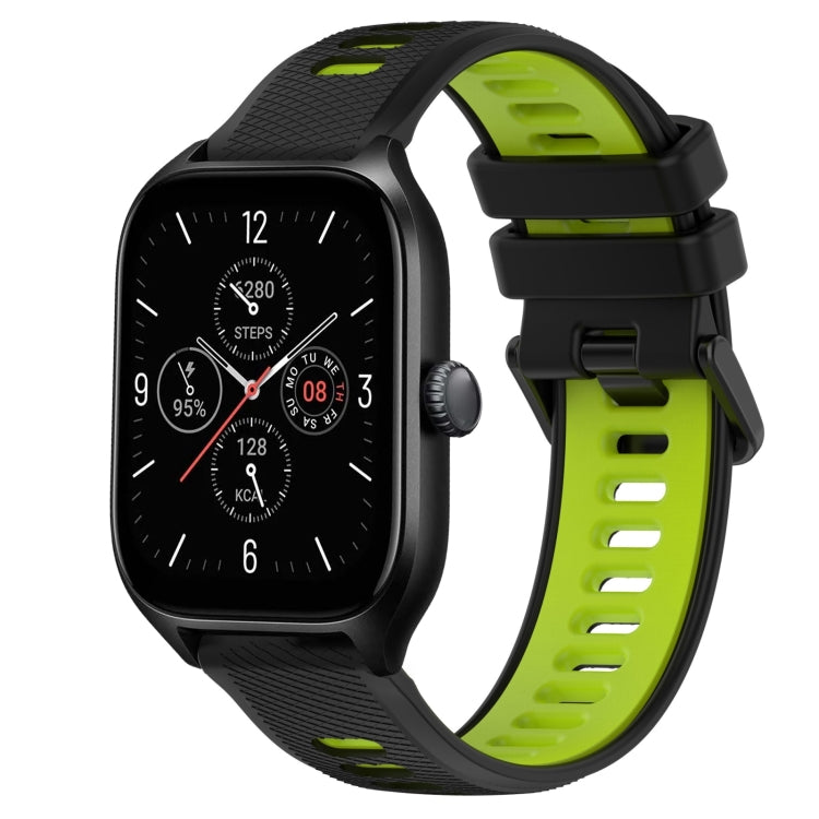 For Amazfit GTS 4 20mm Sports Two-Color Silicone Watch Band(Black+Green) -  by PMC Jewellery | Online Shopping South Africa | PMC Jewellery