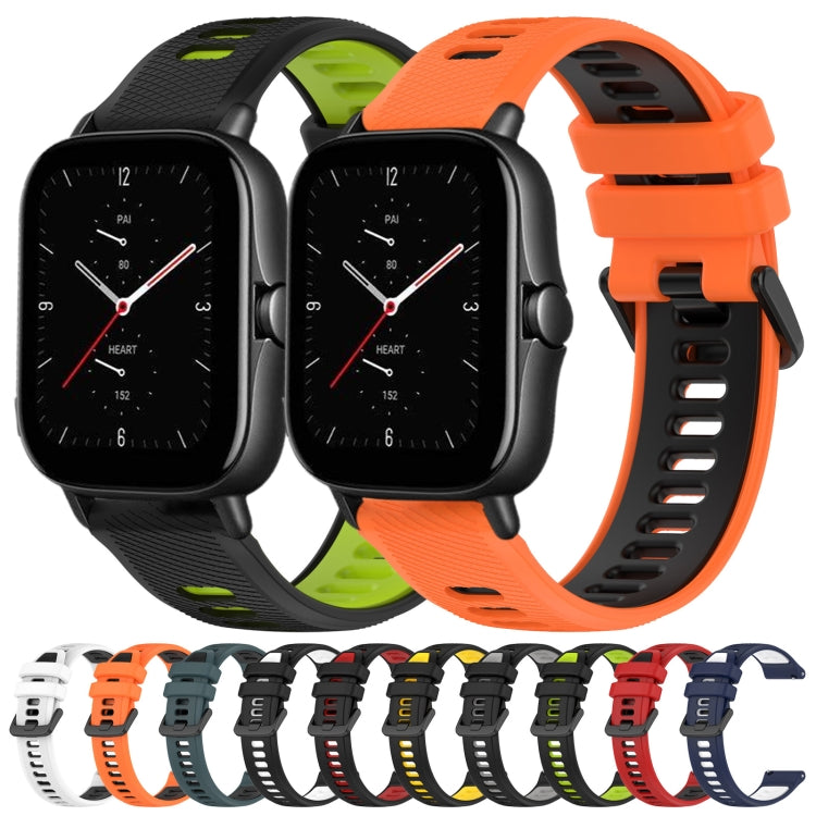 For Amazfit GTS 2E 20mm Sports Two-Color Silicone Watch Band(Orange+Black) -  by PMC Jewellery | Online Shopping South Africa | PMC Jewellery