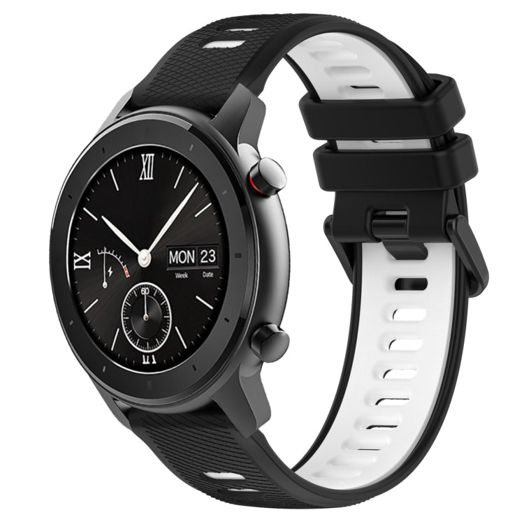 For Amazfit GTR 42mm 20mm Sports Two-Color Silicone Watch Band(Black+White) -  by PMC Jewellery | Online Shopping South Africa | PMC Jewellery