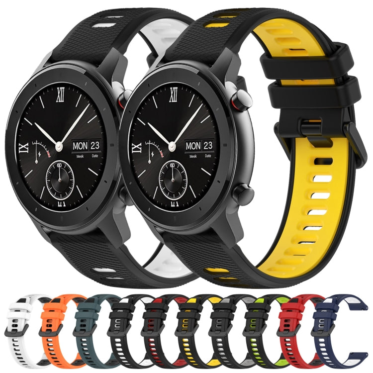 For Amazfit GTR 42mm 20mm Sports Two-Color Silicone Watch Band(Olive Green + Black) -  by PMC Jewellery | Online Shopping South Africa | PMC Jewellery