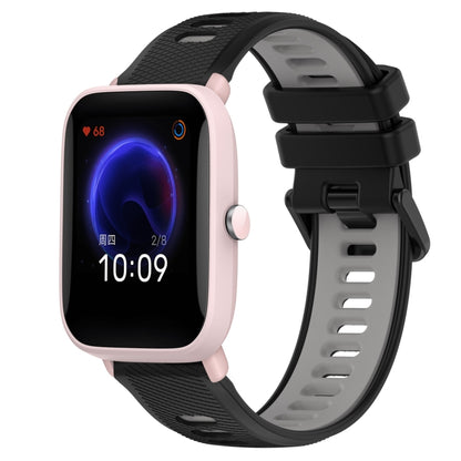 For Amazfit Pop Pro 20mm Sports Two-Color Silicone Watch Band(Black+Grey) -  by PMC Jewellery | Online Shopping South Africa | PMC Jewellery