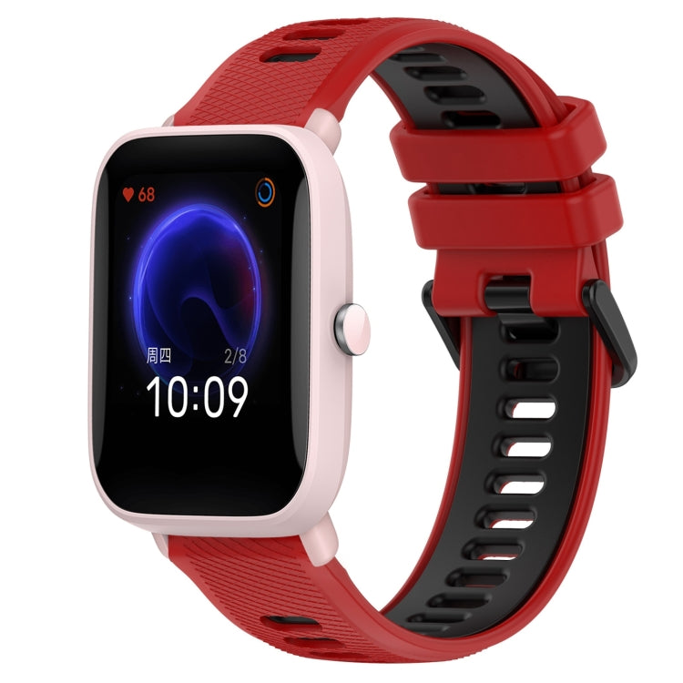 For Amazfit Pop Pro 20mm Sports Two-Color Silicone Watch Band(Red+Black) -  by PMC Jewellery | Online Shopping South Africa | PMC Jewellery