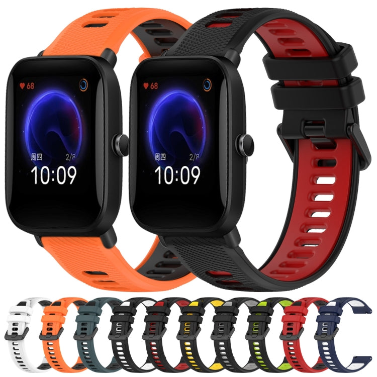 For Amazfit Pop 20mm Sports Two-Color Silicone Watch Band(Orange+Black) -  by PMC Jewellery | Online Shopping South Africa | PMC Jewellery