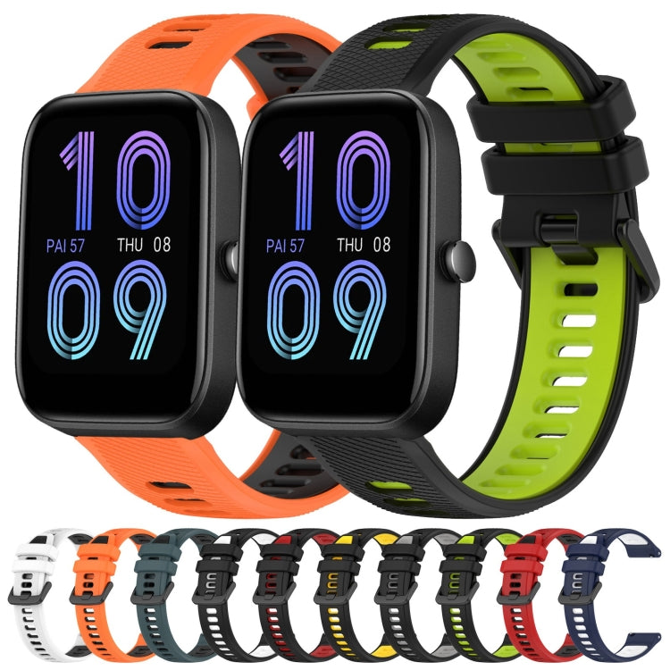 For Amazfit Bip3 20mm Sports Two-Color Silicone Watch Band(Orange+Black) -  by PMC Jewellery | Online Shopping South Africa | PMC Jewellery