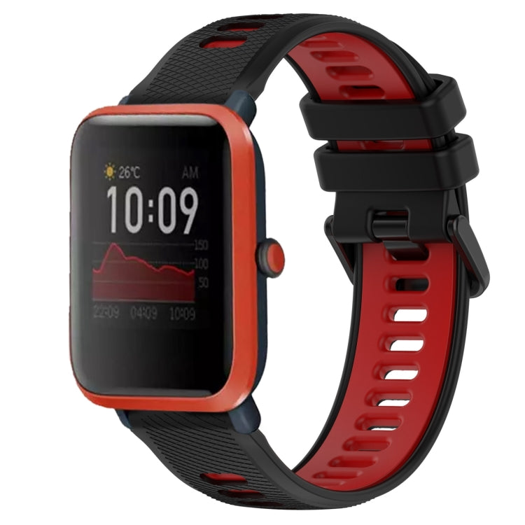 For Amazfit Bip 1S 20mm Sports Two-Color Silicone Watch Band(Black+Red) -  by PMC Jewellery | Online Shopping South Africa | PMC Jewellery