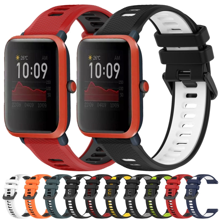 For Amazfit Bip 1S 20mm Sports Two-Color Silicone Watch Band(Orange+Black) -  by PMC Jewellery | Online Shopping South Africa | PMC Jewellery