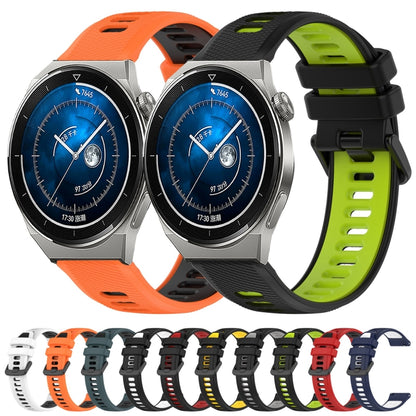 For Huawei Watch GT2 42mm 20mm Sports Two-Color Silicone Watch Band(Black+White) - Smart Wear by PMC Jewellery | Online Shopping South Africa | PMC Jewellery