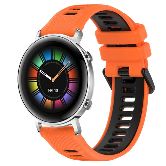 For Huawei Watch GT2 42mm 20mm Sports Two-Color Silicone Watch Band(Orange+Black) -  by PMC Jewellery | Online Shopping South Africa | PMC Jewellery