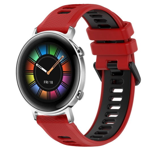 For Huawei Watch GT2 42mm 20mm Sports Two-Color Silicone Watch Band(Red+Black) - Smart Wear by PMC Jewellery | Online Shopping South Africa | PMC Jewellery