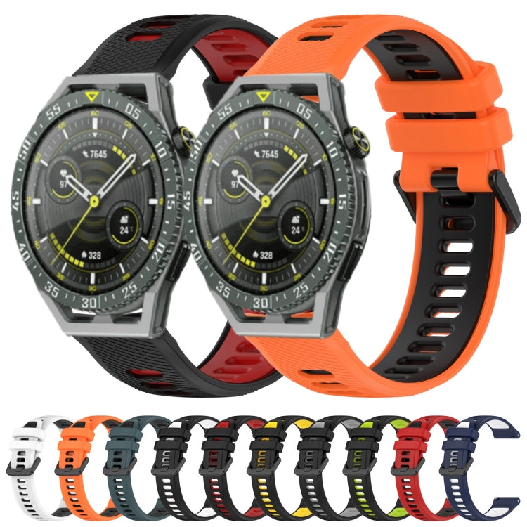 For Honor Watch GS 3 22mm Sports Two-Color Silicone Watch Band(Black+Yellow) - Smart Wear by PMC Jewellery | Online Shopping South Africa | PMC Jewellery