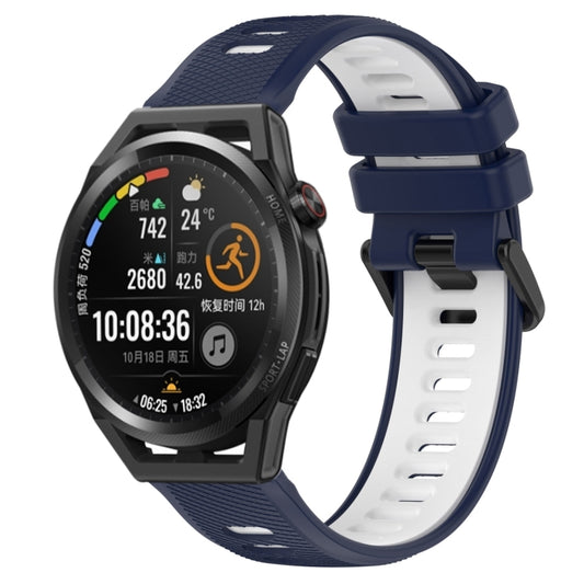 For Huawei Watch GT Runner 22mm Sports Two-Color Silicone Watch Band(Midnight Blue+White) - Smart Wear by PMC Jewellery | Online Shopping South Africa | PMC Jewellery