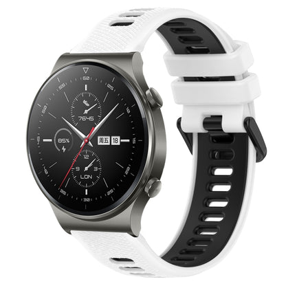 For Huawei GT2 Pro 22mm Sports Two-Color Silicone Watch Band(White+Black) - Smart Wear by PMC Jewellery | Online Shopping South Africa | PMC Jewellery