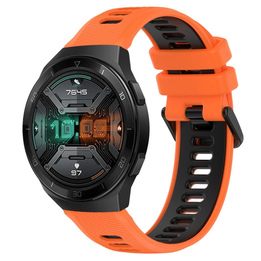 For Huawei Watch GT 2E 22mm Sports Two-Color Silicone Watch Band(Orange+Black) - Smart Wear by PMC Jewellery | Online Shopping South Africa | PMC Jewellery