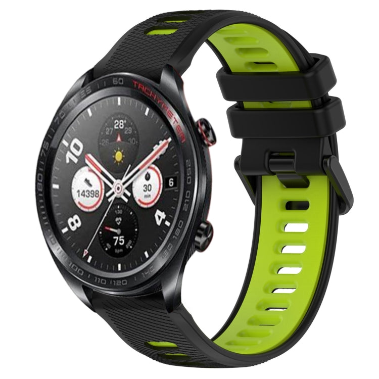 For Honor Watch Dream 22mm Sports Two-Color Silicone Watch Band(Black+Green) - Smart Wear by PMC Jewellery | Online Shopping South Africa | PMC Jewellery