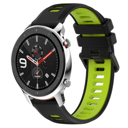 For Amazfit GTR 4 Pro 22MM Sports Two-Color Silicone Watch Band(Black+Green) -  by PMC Jewellery | Online Shopping South Africa | PMC Jewellery