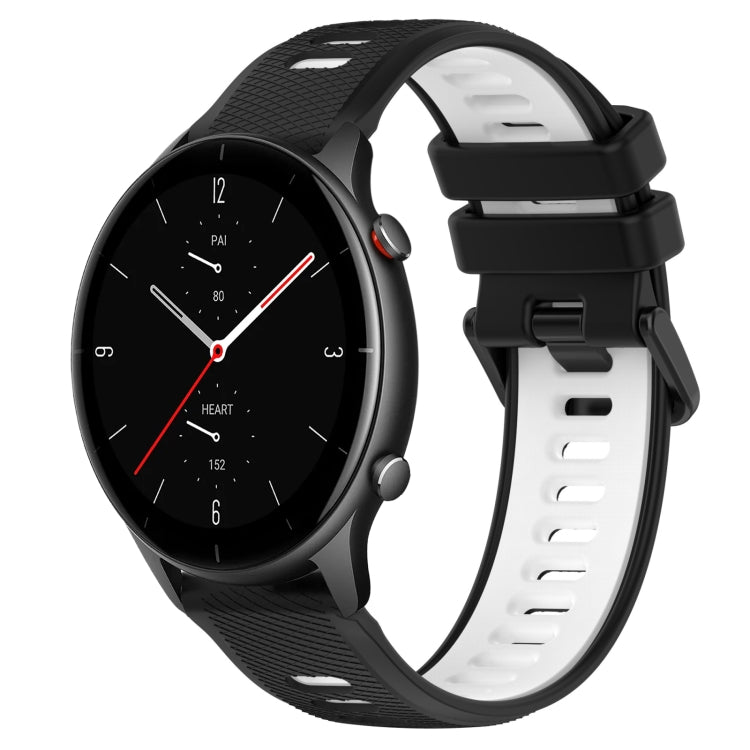 For Amazfit GTR 2e 22MM Sports Two-Color Silicone Watch Band(Black+White) - Smart Wear by PMC Jewellery | Online Shopping South Africa | PMC Jewellery