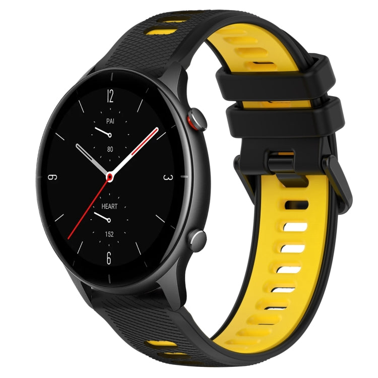 For Amazfit GTR 2e 22MM Sports Two-Color Silicone Watch Band(Black+Yellow) -  by PMC Jewellery | Online Shopping South Africa | PMC Jewellery