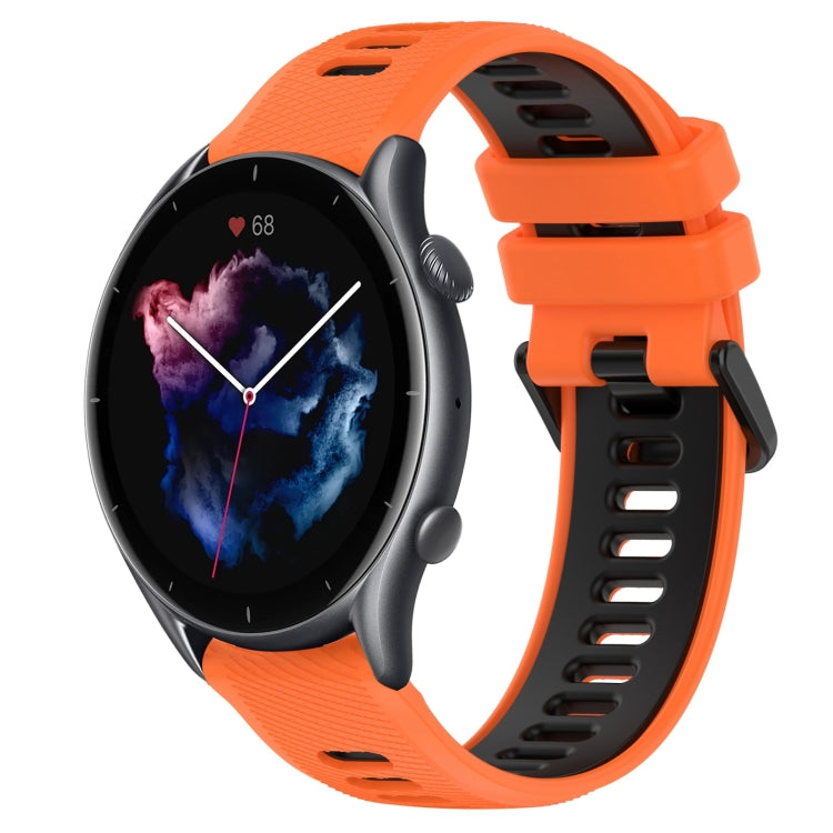 For Amazfit 3 22MM Sports Two-Color Silicone Watch Band(Orange+Black) -  by PMC Jewellery | Online Shopping South Africa | PMC Jewellery