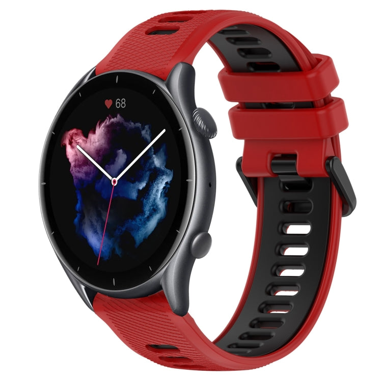 For Amazfit 3 22MM Sports Two-Color Silicone Watch Band(Red+Black) -  by PMC Jewellery | Online Shopping South Africa | PMC Jewellery