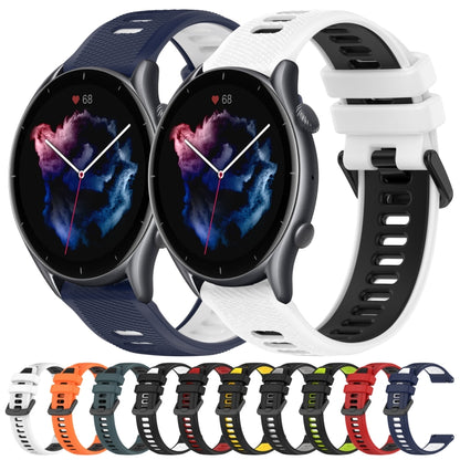 For Amazfit 3 22MM Sports Two-Color Silicone Watch Band(White+Black) -  by PMC Jewellery | Online Shopping South Africa | PMC Jewellery