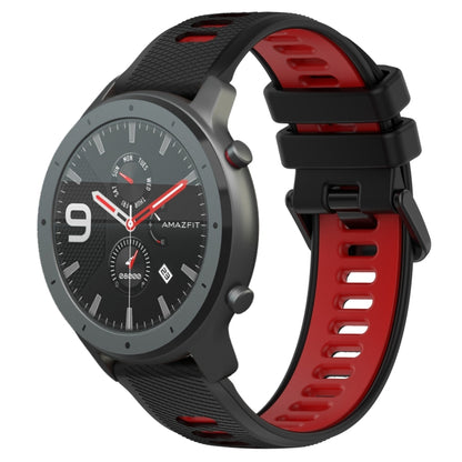 For Amazfit GTR 47mm 22MM Sports Two-Color Silicone Watch Band(Black+Red) -  by PMC Jewellery | Online Shopping South Africa | PMC Jewellery