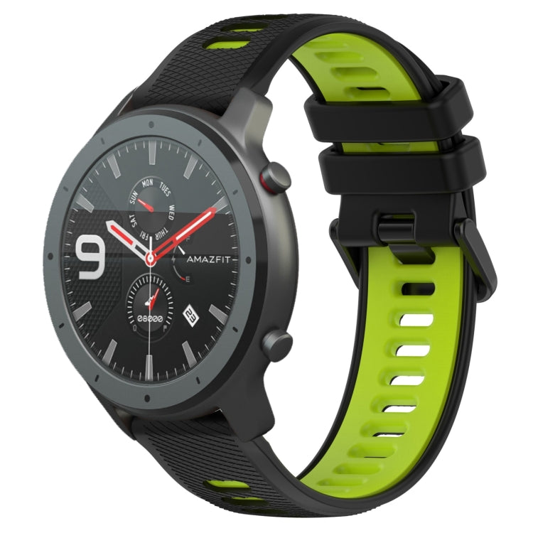 For Amazfit GTR 47mm 22MM Sports Two-Color Silicone Watch Band(Black+Green) -  by PMC Jewellery | Online Shopping South Africa | PMC Jewellery