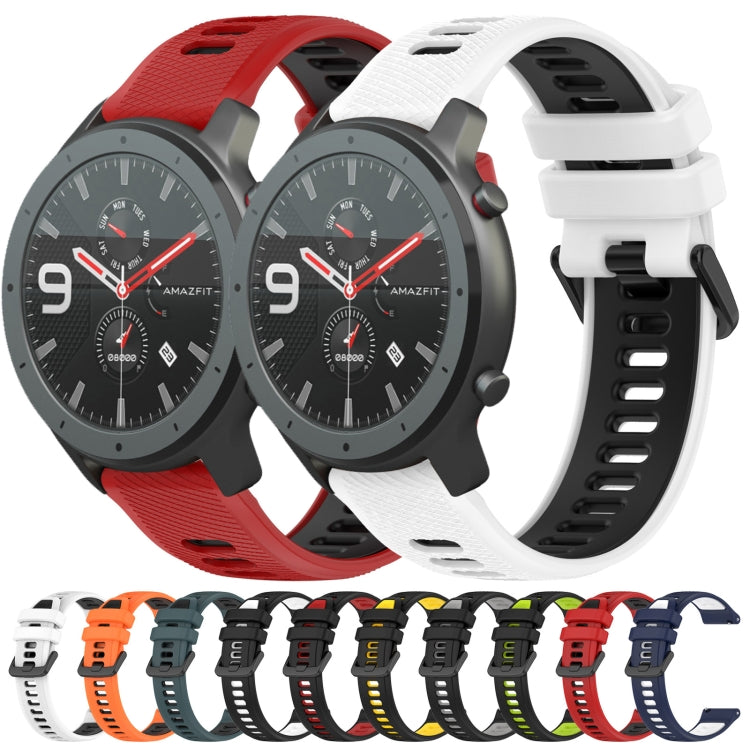 For Amazfit GTR 47mm 22MM Sports Two-Color Silicone Watch Band(Black+Red) -  by PMC Jewellery | Online Shopping South Africa | PMC Jewellery