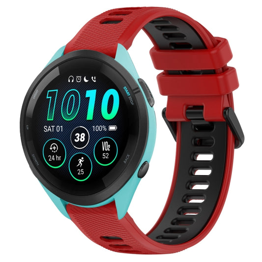 For Garmin Forerunner 265 22mm Sports Two-Color Silicone Watch Band(Red+Black) - Smart Wear by PMC Jewellery | Online Shopping South Africa | PMC Jewellery