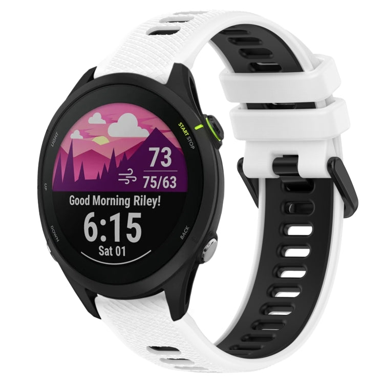 For Garmin Forerunner 255 22mm Sports Two-Color Silicone Watch Band(White+Black) - Smart Wear by PMC Jewellery | Online Shopping South Africa | PMC Jewellery