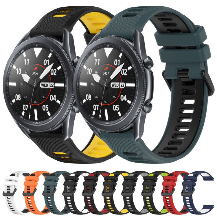 For Samsung Galaxy Watch3 45mm 22mm Sports Two-Color Silicone Watch Band(Black+Yellow) - Smart Wear by PMC Jewellery | Online Shopping South Africa | PMC Jewellery