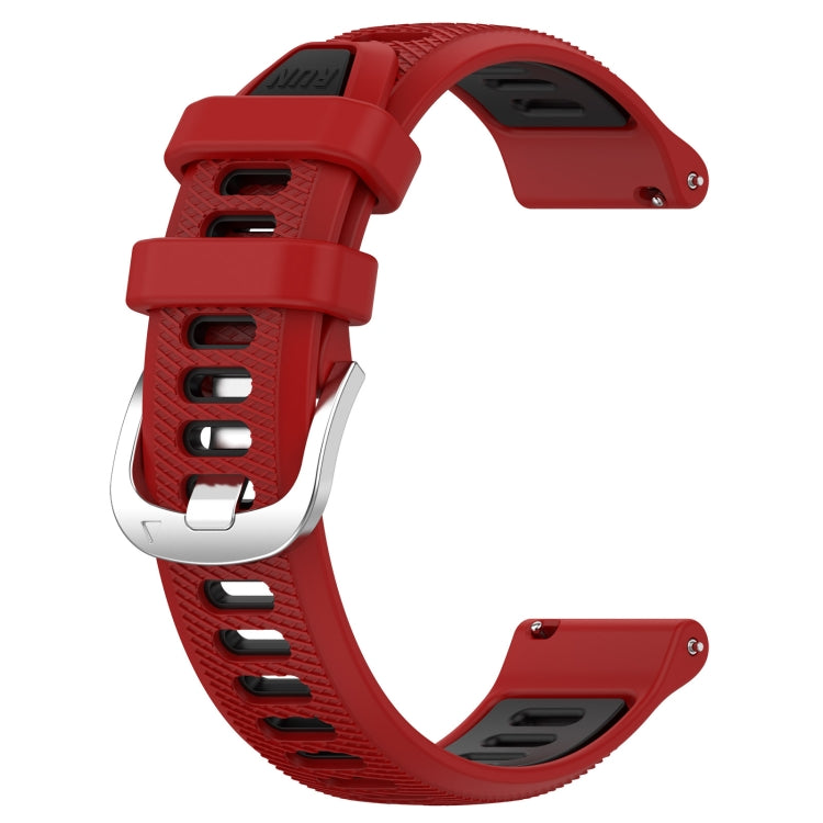 For Garmin Forerunner 265S 18mm Sports Two-Color Steel Buckle Silicone Watch Band(Red+Black) - Smart Wear by PMC Jewellery | Online Shopping South Africa | PMC Jewellery