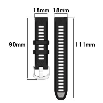 For Garmin Active S 18mm Sports Two-Color Steel Buckle Silicone Watch Band(White+Blue) -  by PMC Jewellery | Online Shopping South Africa | PMC Jewellery