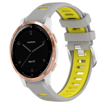 For Garmin Active S 18mm Sports Two-Color Steel Buckle Silicone Watch Band(Grey+Yellow) -  by PMC Jewellery | Online Shopping South Africa | PMC Jewellery