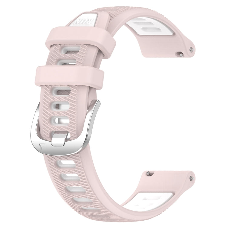 For Garmin Forerunner 255S 18mm Sports Two-Color Steel Buckle Silicone Watch Band(Pink+White) - Smart Wear by PMC Jewellery | Online Shopping South Africa | PMC Jewellery