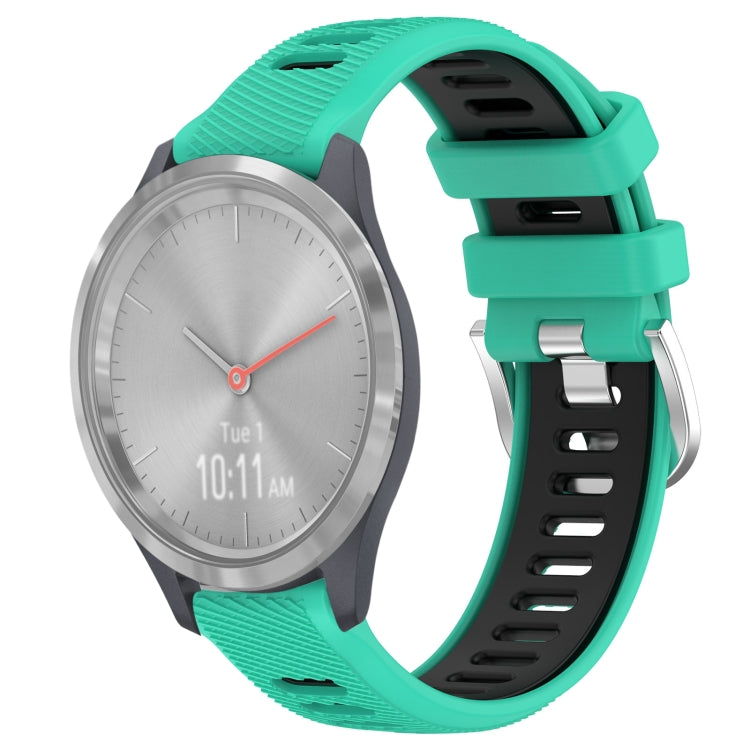 For Garmin Vivomove 3S 18mm Sports Two-Color Steel Buckle Silicone Watch Band(Lake Blue+Black) -  by PMC Jewellery | Online Shopping South Africa | PMC Jewellery